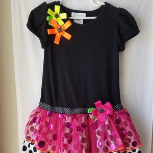 🌷Bonnie Jean Black Dress with Ribbon Bows